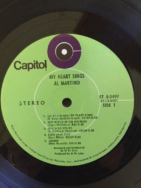 Al Martino : My Heart Sings (LP, Album, Pin)