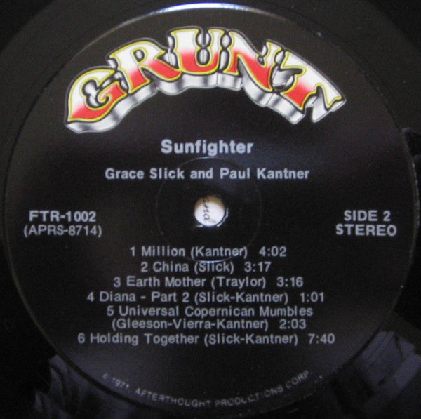 Paul Kantner / Grace Slick : Sunfighter (LP, Album, Roc)