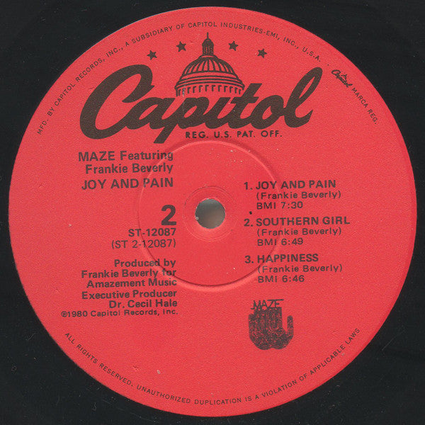 Maze Featuring Frankie Beverly : Joy And Pain (LP, Album, Win)