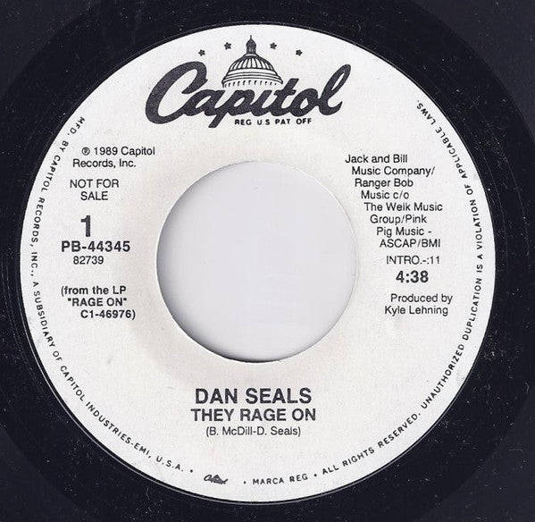 Dan Seals : They Rage On (7", Promo)