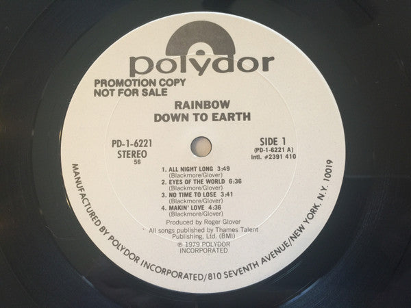 Rainbow : Down To Earth (LP, Album, Promo)