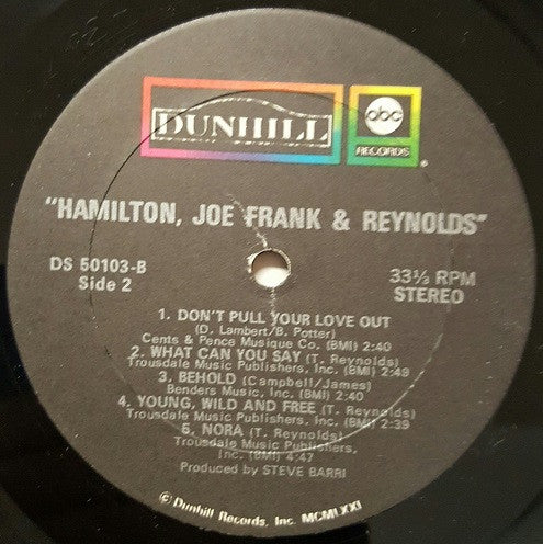 Hamilton, Joe Frank & Reynolds : Hamilton, Joe Frank & Reynolds (LP, Album, Gat)