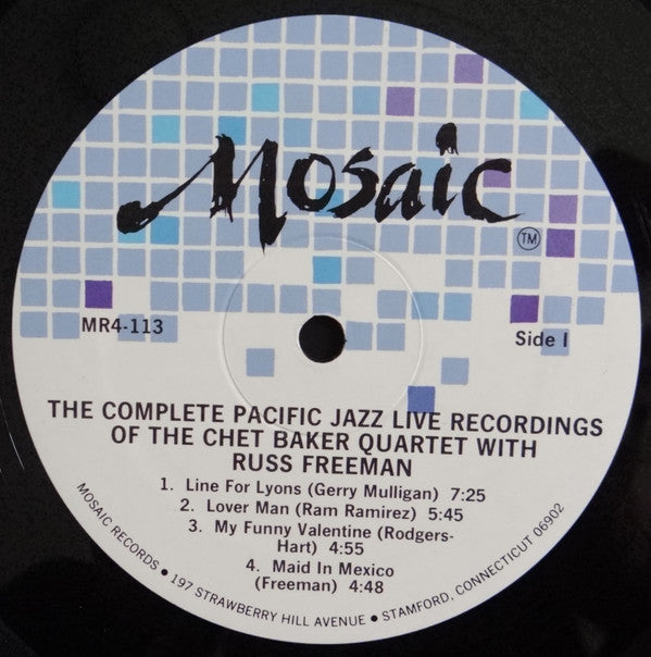 The Chet Baker Quartet* With Russ Freeman : The Complete Pacific Jazz Live Recordings Of The Chet Baker Quartet With Russ Freeman (4xLP, Album, Mono, RM + Box, Comp, Ltd)