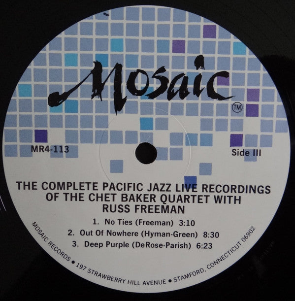 The Chet Baker Quartet* With Russ Freeman : The Complete Pacific Jazz Live Recordings Of The Chet Baker Quartet With Russ Freeman (4xLP, Album, Mono, RM + Box, Comp, Ltd)