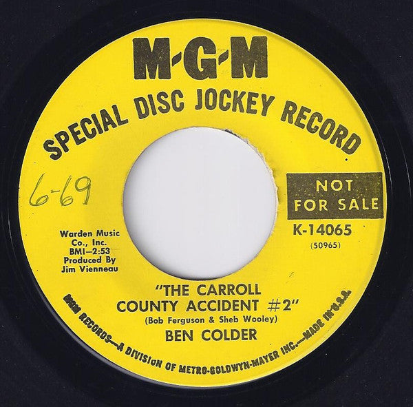 Ben Colder : His Lincoln's Parked At Margie's Again (7", Promo)