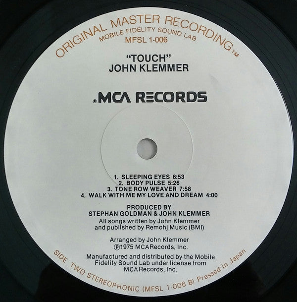 John Klemmer : Touch (LP, Album, Ltd, RE, RM, RP)