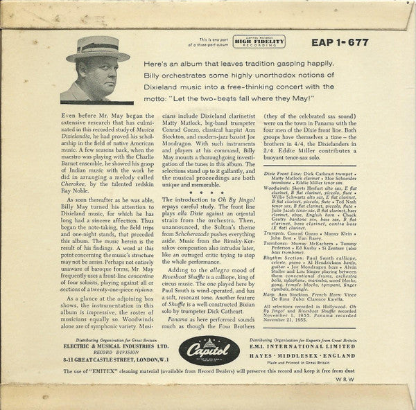 Billy May And His Orchestra : Sorta-Dixie! (No. 1) (7", EP)