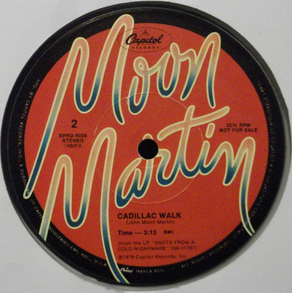 Moon Martin : Bad Case Of Lovin' You / Cadillac Walk (12", Promo, Cle)