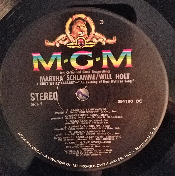 Martha Schlamme, Will Holt : A Kurt Weill Cabaret (LP, Album)