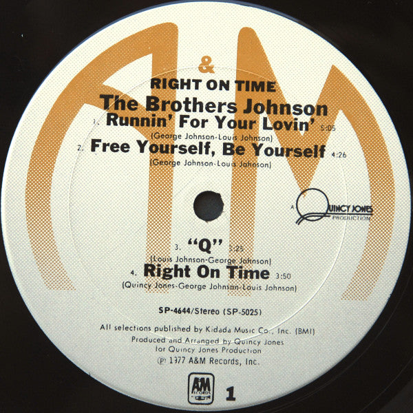 Brothers Johnson : Right On Time (LP, Album, Pit)