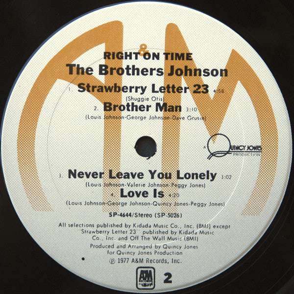 Brothers Johnson : Right On Time (LP, Album, Pit)