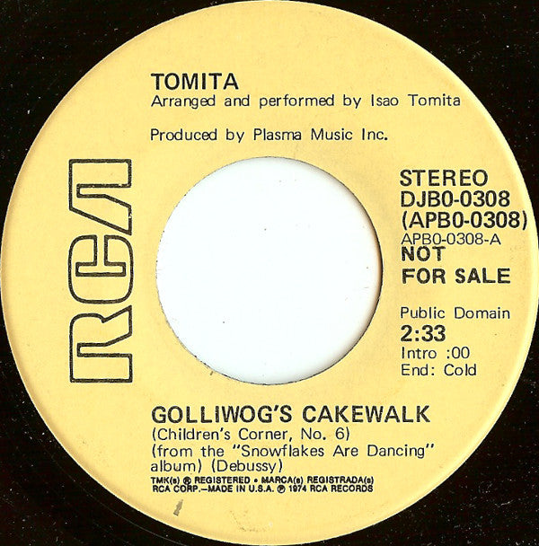 Tomita : Golliwog's Cakewalk / Clair De Lune (7", Promo, Smplr)