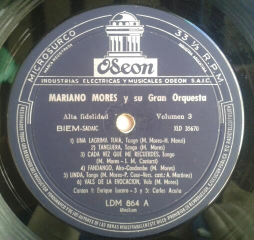 Mariano Mores Y Su Gran Orquesta* : Mariano Mores Y Su Gran Orquesta Volumen No. 3 (LP, Album, Mono)
