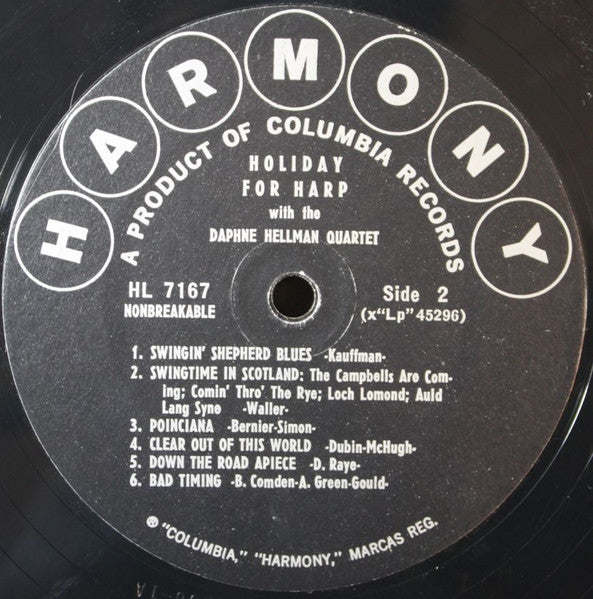 Daphne Hellman Quartet : Holiday For Harp (LP, Album, Mono)
