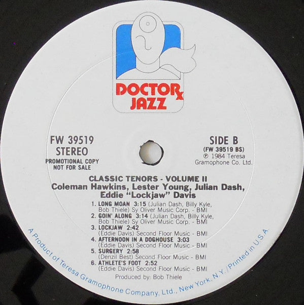 Coleman Hawkins, Lester Young, Eddie "Lockjaw" Davis, Julian Dash : Classic Tenors Volume 2 (LP, Comp, Mono, Promo)