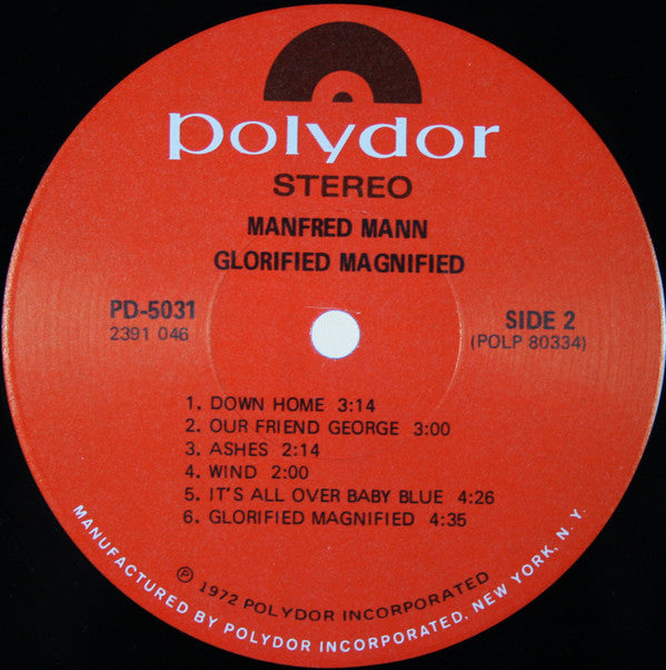Manfred Mann's Earth Band : Glorified Magnified (LP, Album, Scr)