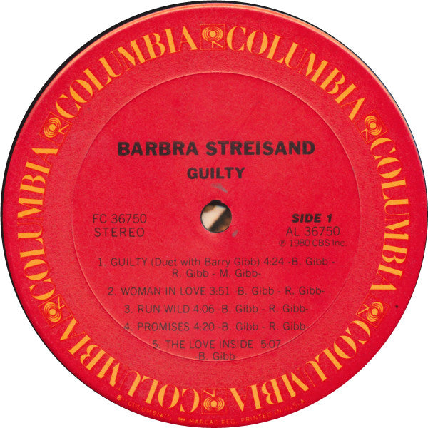 Barbra Streisand : Guilty (LP, Album, Pit)