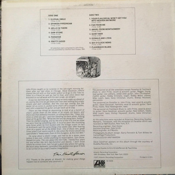 John Prine : John Prine (LP, Album, RE, SP,)