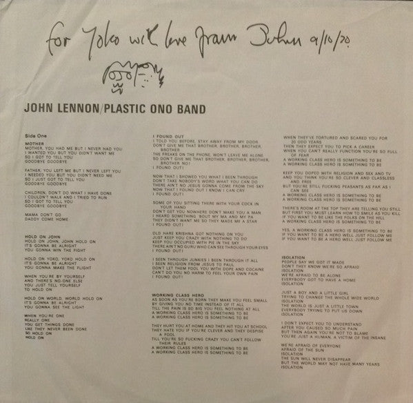 John Lennon & Plastic Ono Band* : John Lennon / Plastic Ono Band (LP, Album, Jac)