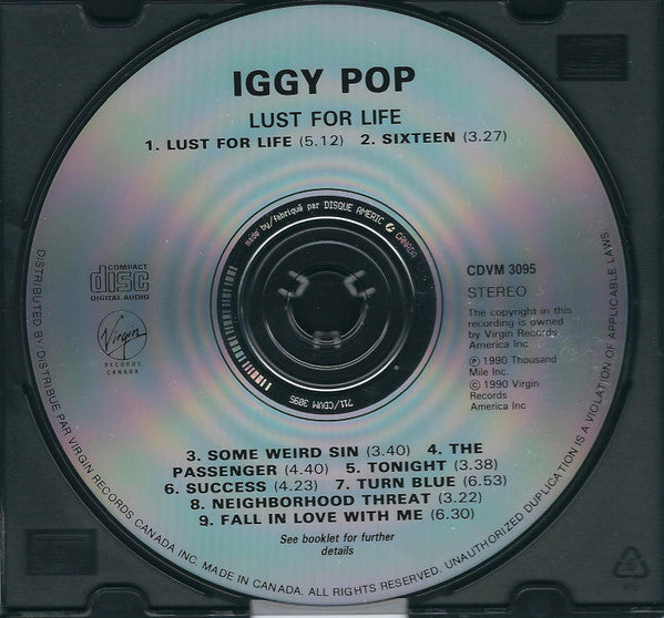 Iggy Pop : Lust For Life (CD, Album, RE)