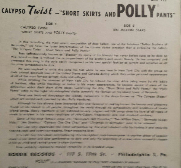 Ross Talbot : Calypso Twist - Short Skirts And Polly Pants (7")