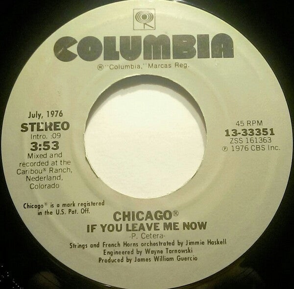 Chicago (2) : Baby, What A Big Surprise / If You Leave Me Now (7", Single, RE)