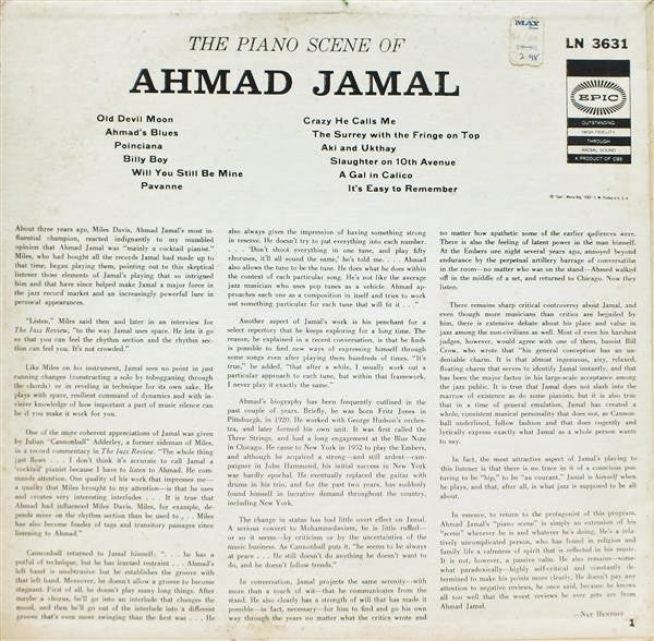 Ahmad Jamal : The Piano Scene Of Ahmad Jamal (LP, Album, Mono)