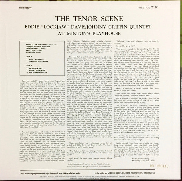 Eddie "Lockjaw" Davis / Johnny Griffin Quintet* : The Tenor Scene (A Live Recording At Minton's Playhouse) (LP, Album, Ltd, Num, RE, RM, 200)