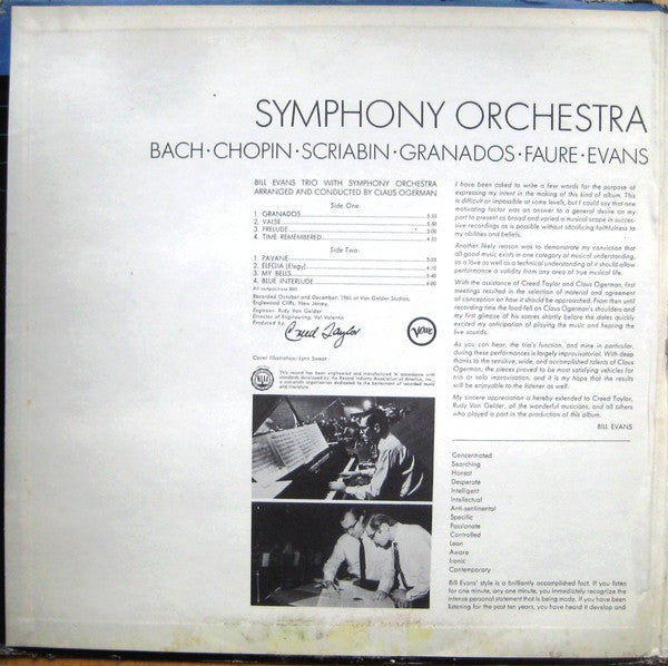 Bill Evans Trio* : Bill Evans Trio With Symphony Orchestra (LP, Album)
