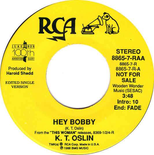 K.T. Oslin : Hey Bobby (7", Single, Promo)