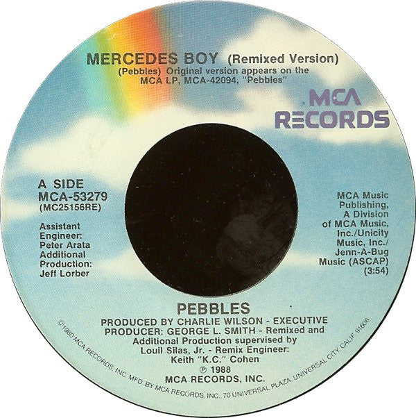 Pebbles : Mercedes Boy (Remixed Version) (7", Single, Pin)