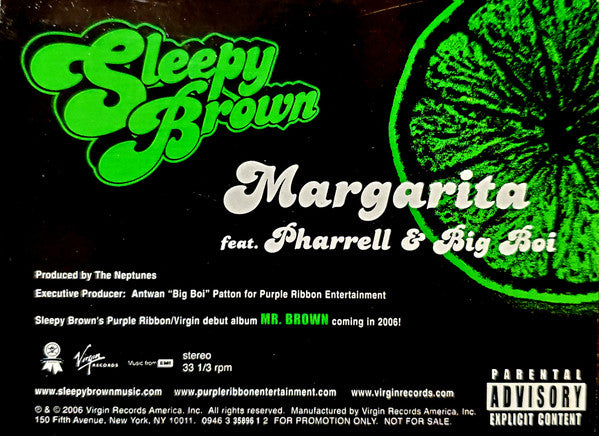 Sleepy Brown feat. Pharrell* & Big Boi : Margarita (12", Promo)