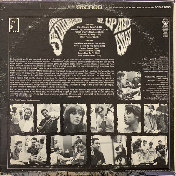 The 5th Dimension* : Up, Up And Away (LP, Album, RP, Ter)