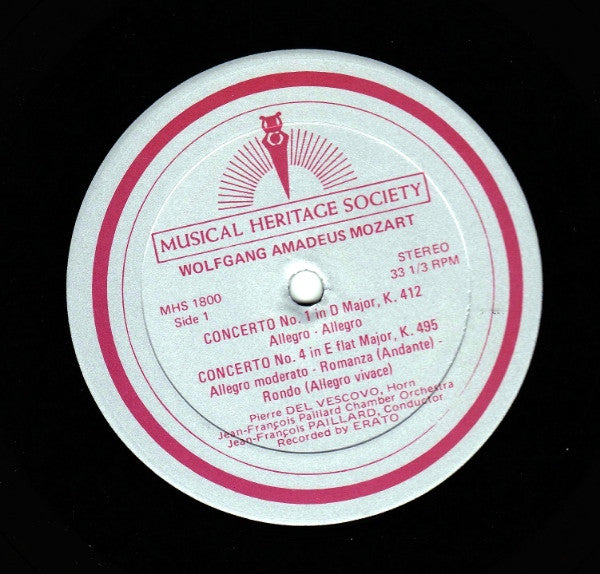 Wolfgang Amadeus Mozart, Pierre Del Vescovo, Jean-François Paillard Chamber Orchestra*, Jean-François Paillard : The Four Horn Concertos (LP, RE)