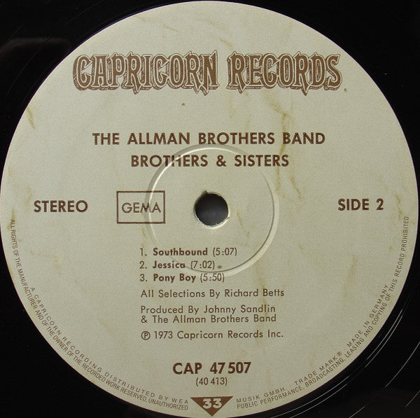 The Allman Brothers Band : Brothers And Sisters (LP, Album, Gat)