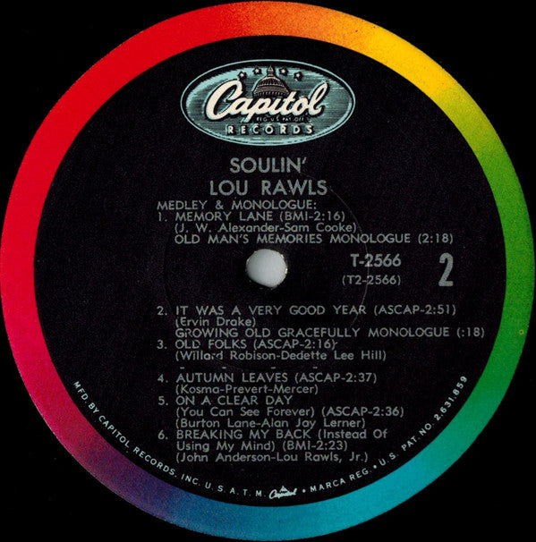 Lou Rawls : Soulin' (LP, Album, Mono)