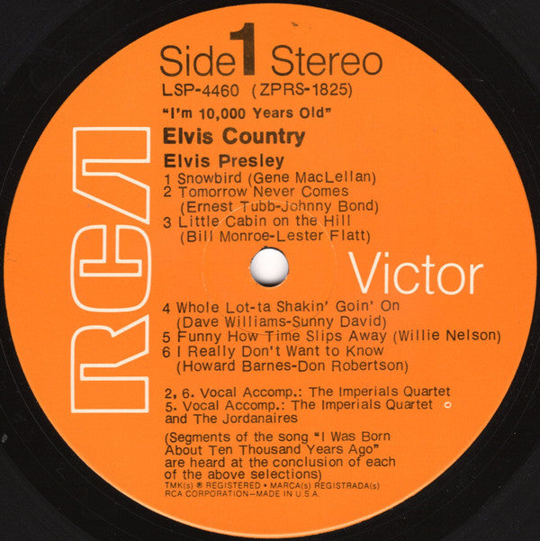 Elvis Presley : Elvis Country (I'm 10,000 Years Old) (LP, Album, Roc)