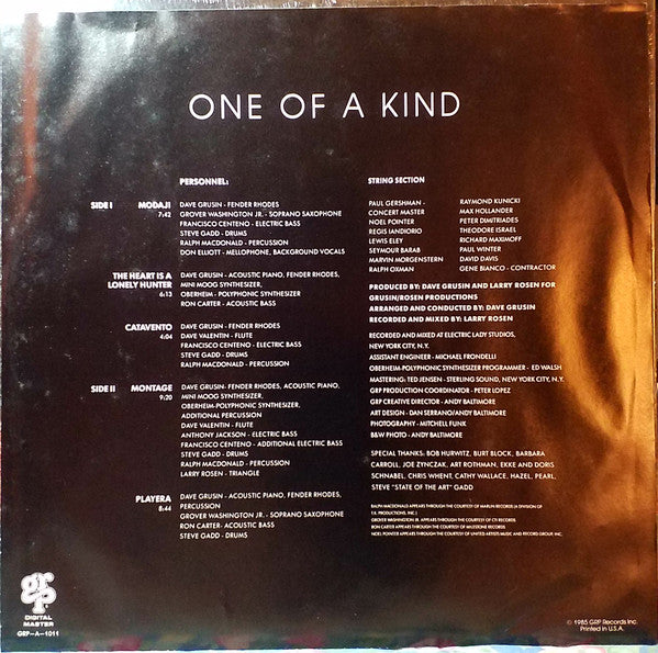 Dave Grusin : One Of A Kind (LP, Album, Club, RE)
