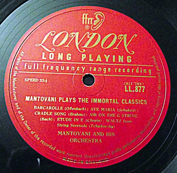 Mantovani And His Orchestra : Mantovani Plays The Immortal Classics (LP, Album, Mono)
