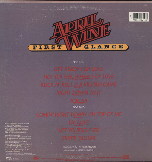 April Wine : First Glance (LP, Album, RE)