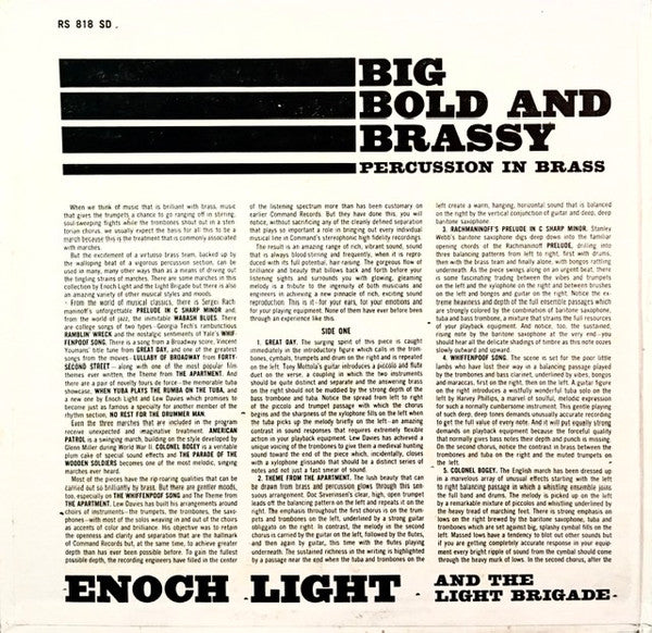 Enoch Light And The Light Brigade : Big Bold And Brassy Percussion In Brass (LP, Album, Gat)