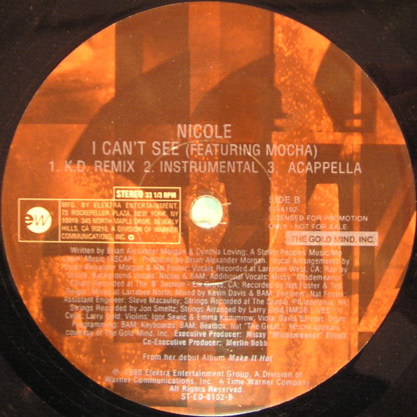 Nicole Wray Featuring Mocha : I Can't See (12", Promo)