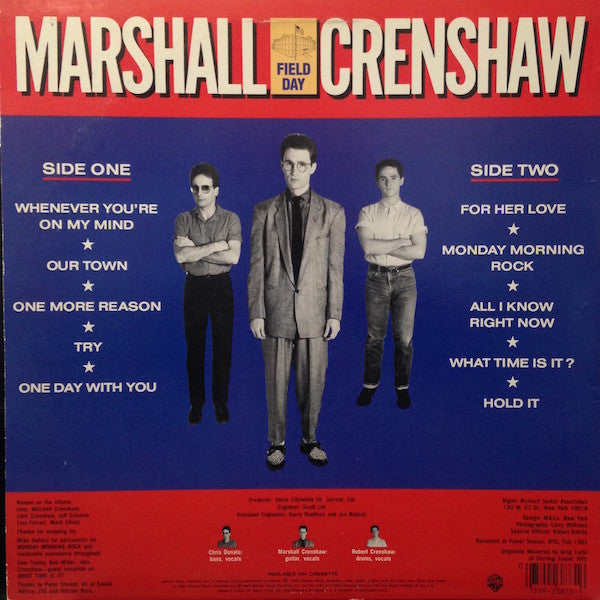 Marshall Crenshaw : Field Day (LP, Album, Jac)