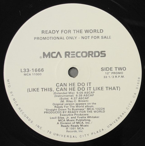 Ready For The World : Can He Do It (Like This, Can He Do It Like That) (12", Promo)