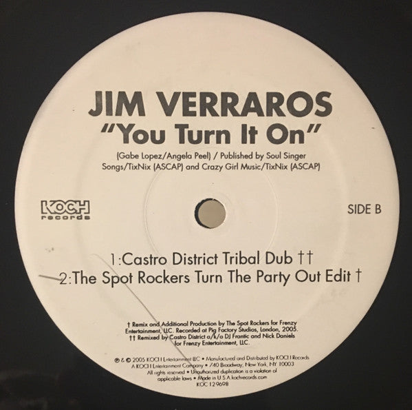 Jim Verraros : You Turn It On (12")
