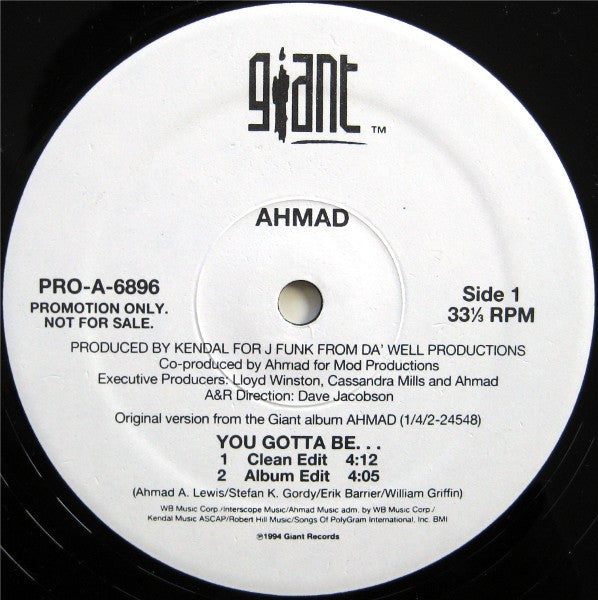 Ahmad (2) : You Gotta Be... (12", Promo)