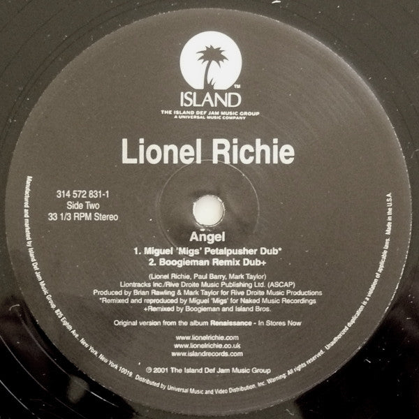 Lionel Richie : Angel (12")