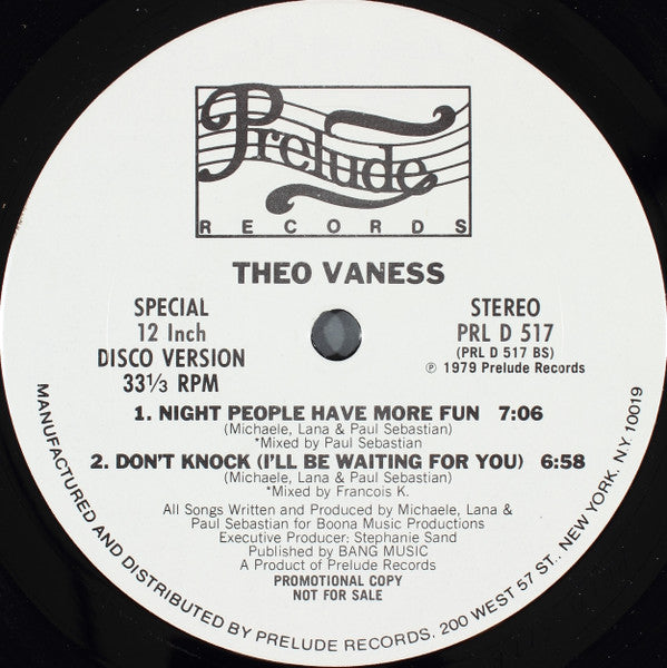 Theo Vaness : Theo Vaness (2x12", Promo)