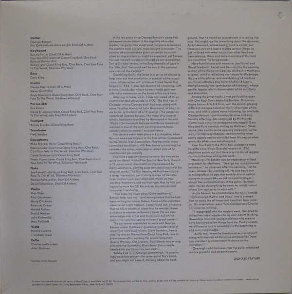 George Benson : Good King Bad (LP, Album, Ter)