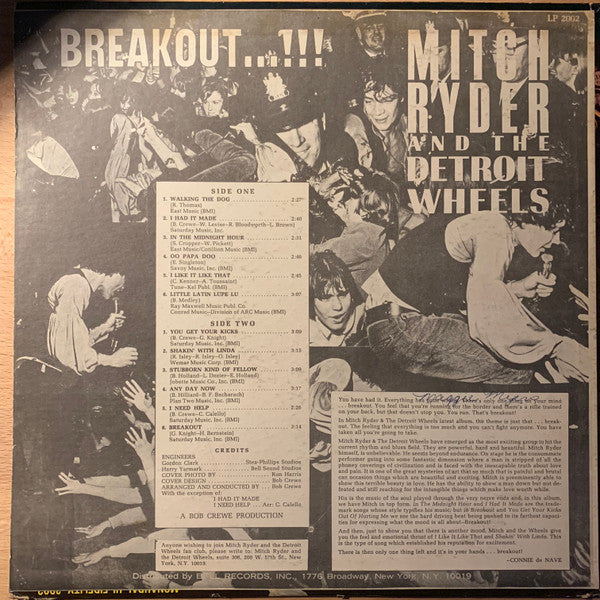 Mitch Ryder & The Detroit Wheels : Breakout...!!! (LP, Album)